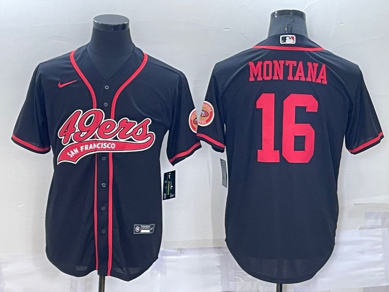 Men San Francisco 49ers #16 Montana Black Nike Co branded Jersey->san francisco 49ers->NFL Jersey